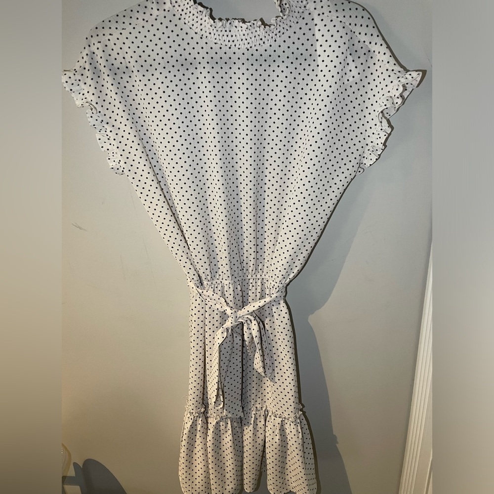 Bloomingdales Aqua polka dot dress
